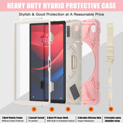 For Lenovo Tab M11 /Xiaomi Pad 11 2024 Rotatable Holder Silicone Hybrid PC Tablet Case with Shoulder Strap(Pink)