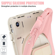 For Lenovo Tab M11 /Xiaomi Pad 11 2024 Rotatable Holder Silicone Hybrid PC Tablet Case with Shoulder Strap(Pink)