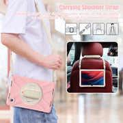 For Lenovo Tab M11 /Xiaomi Pad 11 2024 Rotatable Holder Silicone Hybrid PC Tablet Case with Shoulder Strap(Pink)