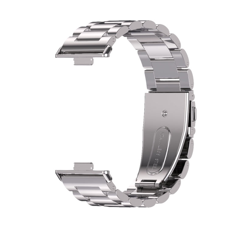 For Huawei Watch Fit3 MIJOBS Three-Beads Stainless Steel Watch Band(Silver)