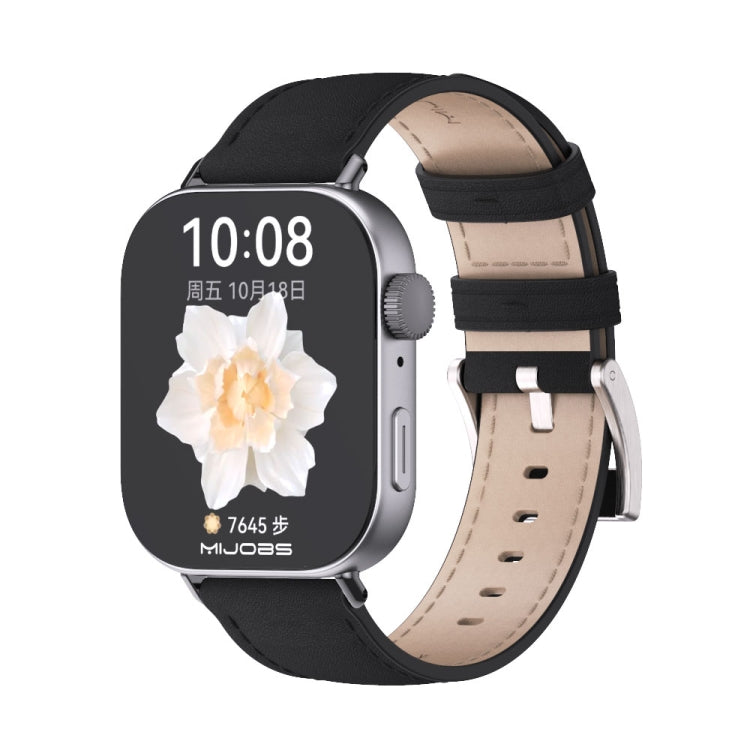 For Huawei Watch Fit3 MIJOBS Genuine Leather Watch Band(Black)
