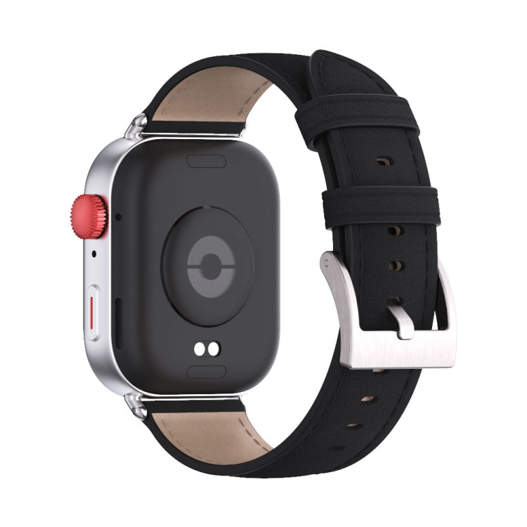 For Huawei Watch Fit3 MIJOBS Genuine Leather Watch Band(Black Silver)