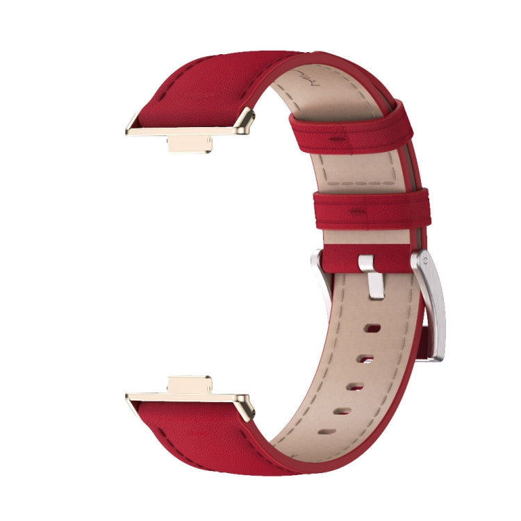 For Huawei Watch Fit3 MIJOBS Genuine Leather Watch Band(Red Light Gold)