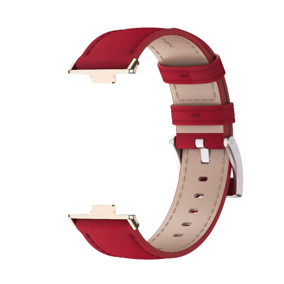 For Huawei Watch Fit3 MIJOBS Genuine Leather Watch Band(Red Light Gold)