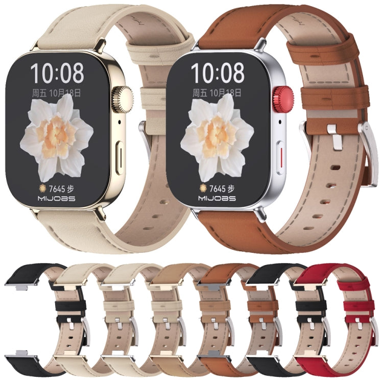 For Huawei Watch Fit3 MIJOBS Genuine Leather Watch Band(Black)