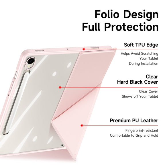 For Samsung Galaxy Tab S9 / S9 FE DUX DUCIS Magi Series Smart Leather Tablet Case(Pink)