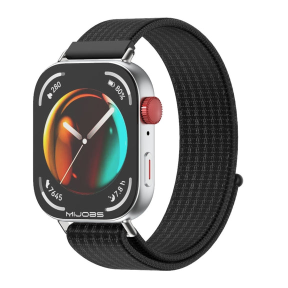 For Huawei Watch Fit3 MIJOBS Breathable Nylon Loop Watch Band(Black Silver)