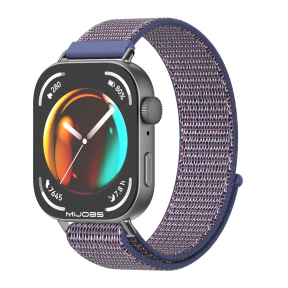 For Huawei Watch Fit3 MIJOBS Breathable Nylon Loop Watch Band(Midnight Blue Black)