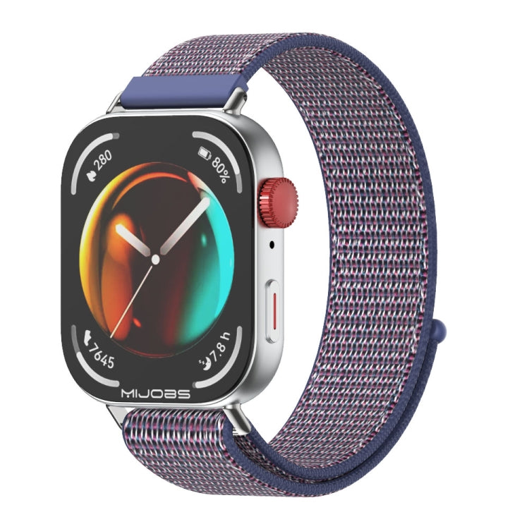 For Huawei Watch Fit3 MIJOBS Breathable Nylon Loop Watch Band(Midnight Blue Silver)