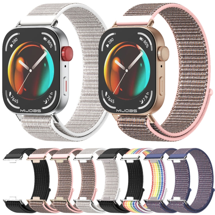 For Huawei Watch Fit3 MIJOBS Breathable Nylon Loop Watch Band(Sea Shell Silver)