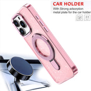For iPhone 16 Glitter Ring Holder MagSafe Phone Case(Purple)