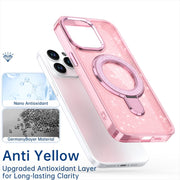 For iPhone 16 Glitter Ring Holder MagSafe Phone Case(Purple)