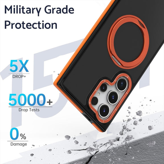 For Samsung Galaxy S24 Ultra 5G Dual-Color Skin Feel Rotating Holder Phone Case(Grey)