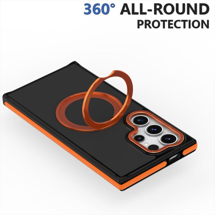 For Samsung Galaxy S24 Ultra 5G Dual-Color Skin Feel Rotating Holder Phone Case(Black)