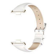 For Huawei Watch Fit3 MIJOBS Slim Genuine Leather Watch Band(White Light Gold)