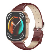 For Huawei Watch Fit3 MIJOBS Slim Genuine Leather Watch Band(Wine Red Rose Gold)