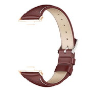 For Huawei Watch Fit3 MIJOBS Slim Genuine Leather Watch Band(Wine Red Rose Gold)