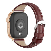 For Huawei Watch Fit3 MIJOBS Slim Genuine Leather Watch Band(Wine Red Rose Gold)