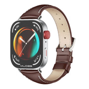 For Huawei Watch Fit3 MIJOBS Slim Genuine Leather Watch Band(Coffee Silver)