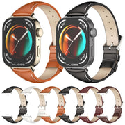 For Huawei Watch Fit3 MIJOBS Slim Genuine Leather Watch Band(Black Silver)