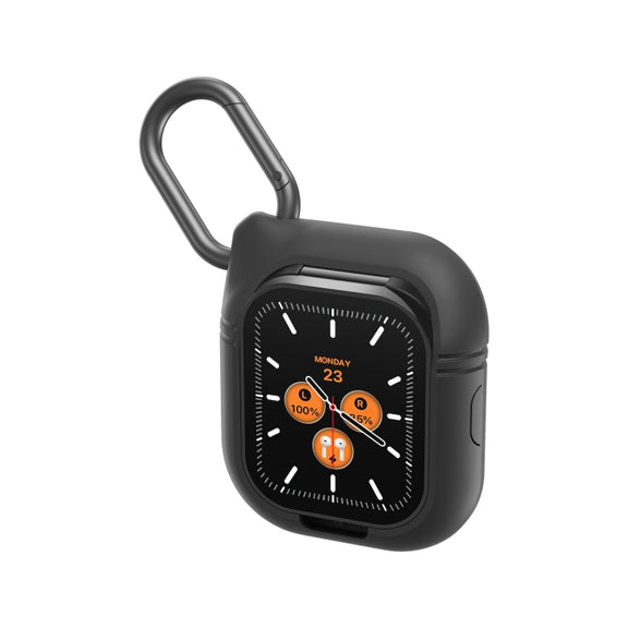 D8 Pro 2.01 inch 2 in 1 Bluetooth Earphone Silicone Strap Smart Watch, Support NFC with Cover(Black)