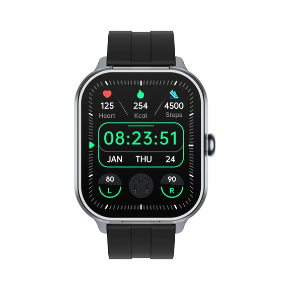 D8 Pro 2.01 inch 2 in 1 Bluetooth Earphone Silicone Strap Smart Watch, Support NFC with Cover(Space Grey)