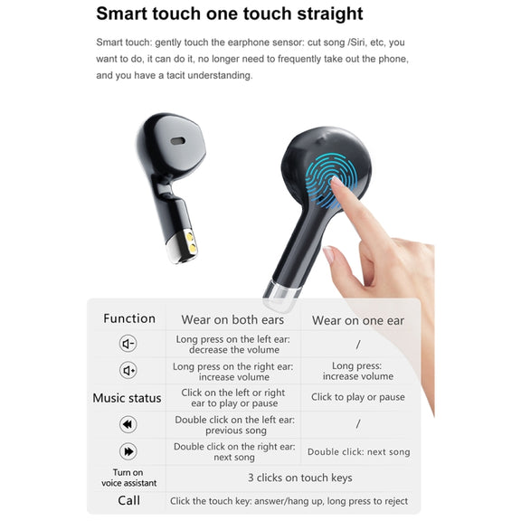 D8 Pro 2.01 inch 2 in 1 Bluetooth Earphone Silicone Strap Smart Watch, Support NFC with Cover(Black)