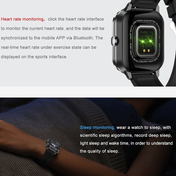 D8 Pro 2.01 inch 2 in 1 Bluetooth Earphone Silicone Strap Smart Watch, Support NFC with Cover(Black)
