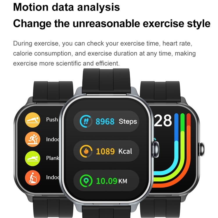 D8 Pro 2.01 inch 2 in 1 Bluetooth Earphone Silicone Strap Smart Watch, Support NFC with Cover(Black)
