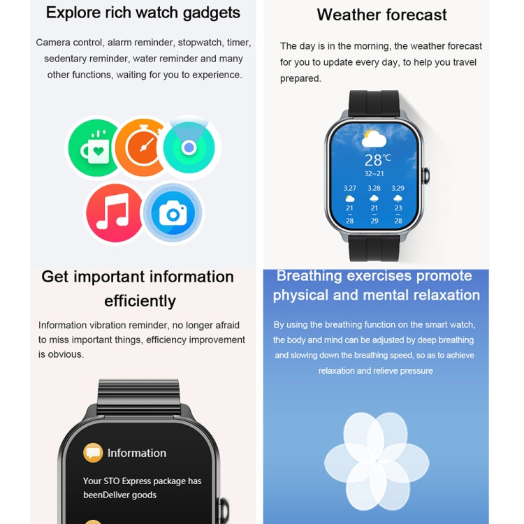 D8 Pro 2.01 inch 2 in 1 Bluetooth Earphone Silicone Strap Smart Watch, Support NFC with Cover(Black)