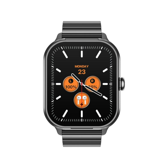 D8 Pro 2.01 inch 2 in 1 Bluetooth Earphone Steel Strap Smart Watch, Support NFC with Cover(Black)