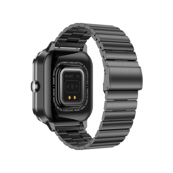 D8 Pro 2.01 inch 2 in 1 Bluetooth Earphone Steel Strap Smart Watch, Support NFC with Cover(Black)