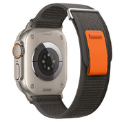 For Apple Watch Ultra 2 49mm Dual-Section Loop Nylon Watch Band(Black Grey)