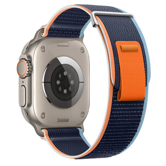 For Apple Watch Ultra 2 49mm Dual-Section Loop Nylon Watch Band(Dark Navy Blue)