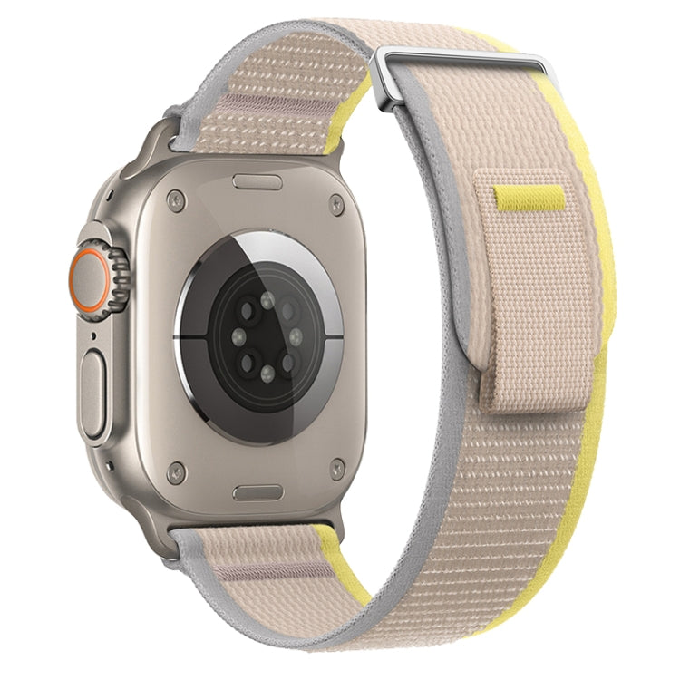 For Apple Watch Ultra 49mm Dual-Section Loop Nylon Watch Band(Yellow Beige)