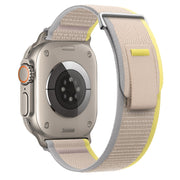 For Apple Watch Ultra 49mm Dual-Section Loop Nylon Watch Band(Yellow Beige)