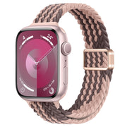 For Apple Watch SE 2022 44mm Slim Magnetic Buckle Nylon Braided Watch Band(Smoky Violet)