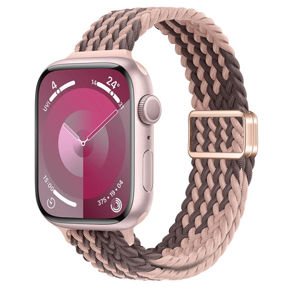 For Apple Watch SE 2022 44mm Slim Magnetic Buckle Nylon Braided Watch Band(Smoky Violet)