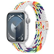For Apple Watch Series 7 41mm Slim Magnetic Buckle Nylon Braided Watch Band(Z Pattern White Rainbow) - free shipping - PMc TechLife - Order now!