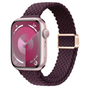 For Apple Watch SE 40mm Slim Magnetic Buckle Nylon Braided Watch Band(Crimson Cherry)