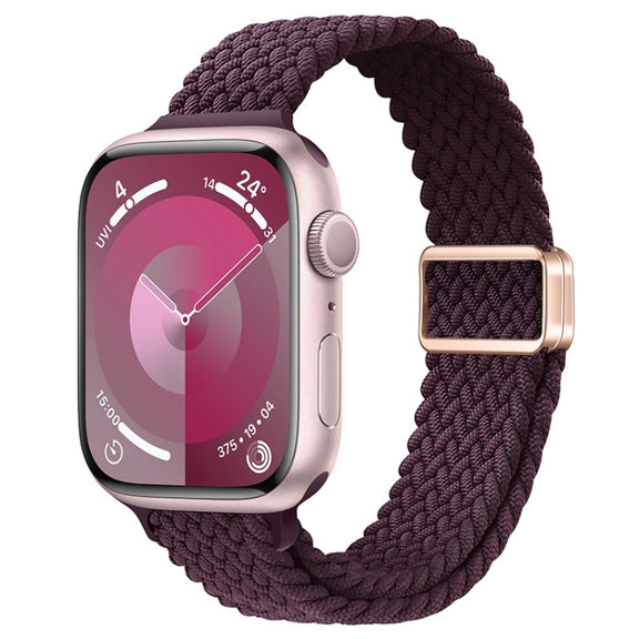 For Apple Watch SE 40mm Slim Magnetic Buckle Nylon Braided Watch Band(Crimson Cherry)