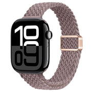 For Apple Watch Series 10 42mm Slim Magnetic Buckle Nylon Braided Watch Band(Smoke Purple)