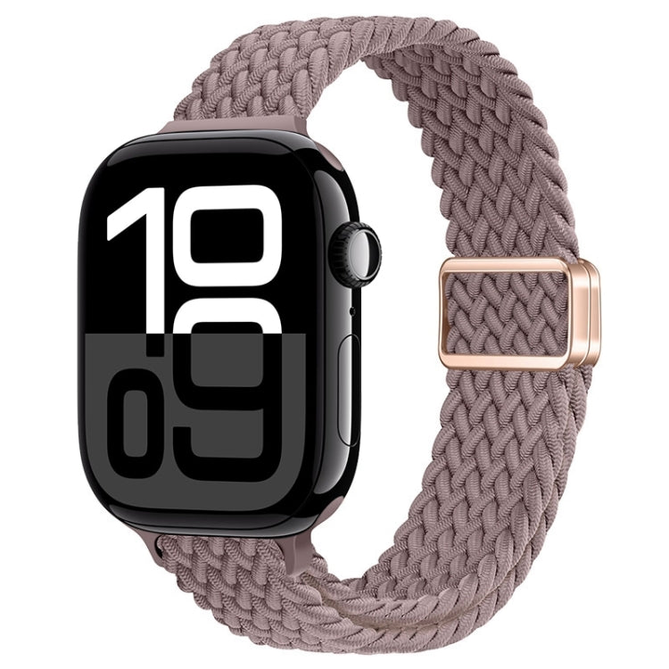 For Apple Watch Series 10 46mm Slim Magnetic Buckle Nylon Braided Watch Band(Smoke Purple)