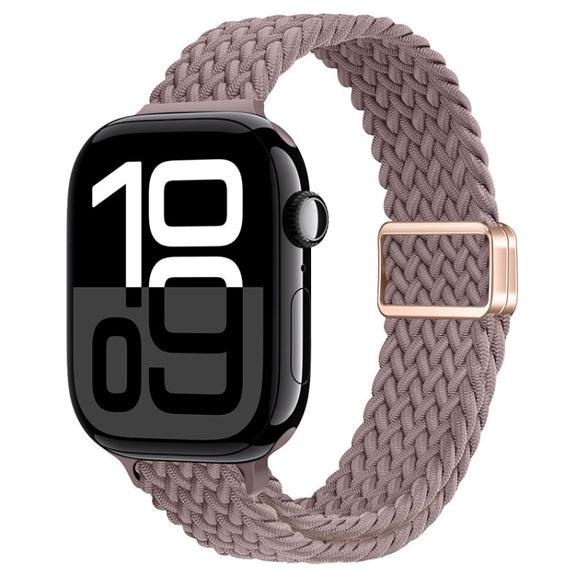 For Apple Watch Series 10 46mm Slim Magnetic Buckle Nylon Braided Watch Band(Smoke Purple)