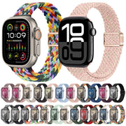 For Apple Watch Series 9 41mm Slim Magnetic Buckle Nylon Braided Watch Band(Starlight)