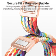 For Apple Watch SE 40mm Slim Magnetic Buckle Nylon Braided Watch Band(Starlight)