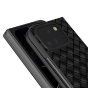 For Google Pixel 9 Pro Fold Black Frame Woven Texture PU Phone Case(Black)