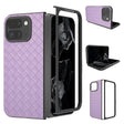 For Google Pixel 9 Pro Fold Black Frame Woven Texture PU Phone Case(Purple) - free shipping - PMC TechLife - Order now!
