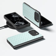 For Google Pixel 9 Pro Fold Black Frame Woven Texture PU Phone Case(Light Green)