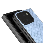 For Google Pixel 9 Pro Fold Black Frame Woven Texture PU Phone Case(Light Blue)